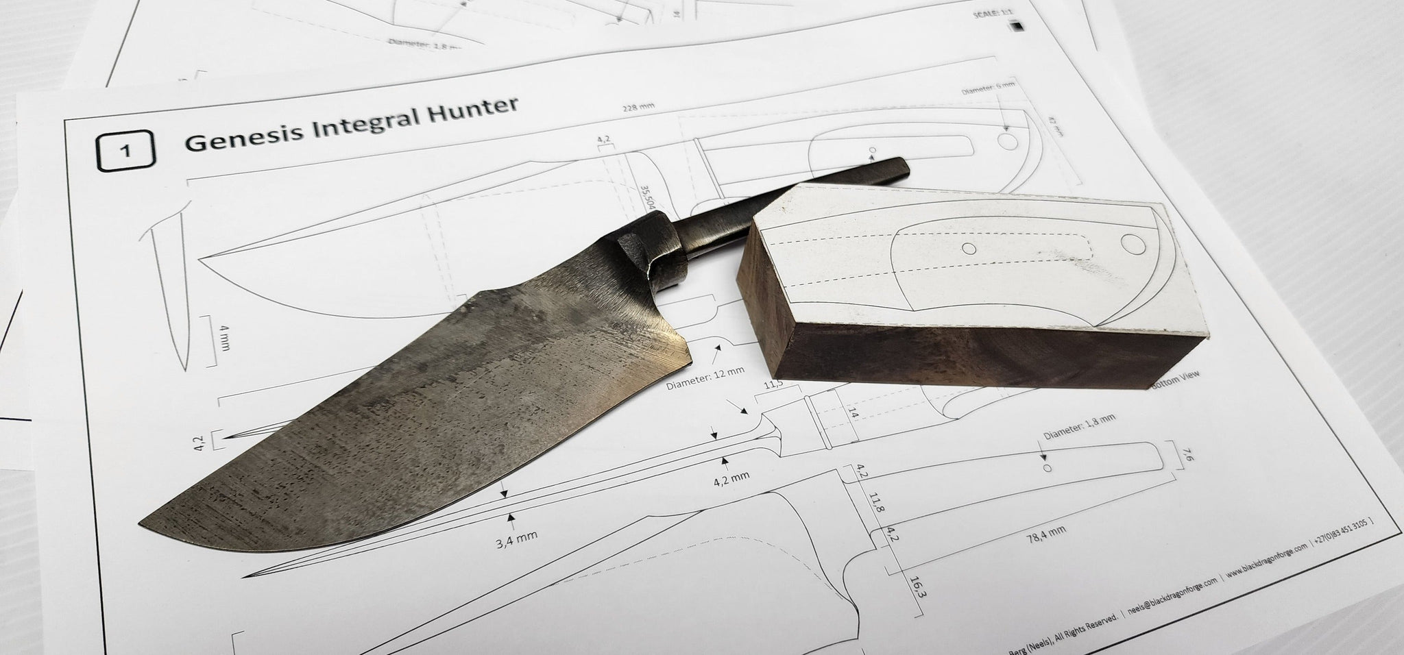 Genesis integral hunting knife template – pops knife supply
