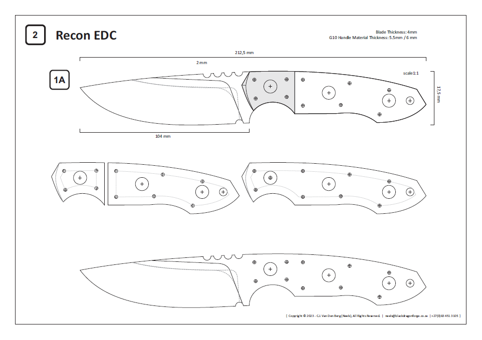 Recon Knife Template – Pops Knife Supply recon-knife-template-pops-knife-supply